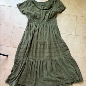 Anthropologie Olive Green Midi Dress